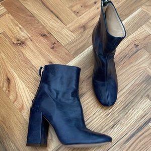 Zara Navy Leather Ankle Boots